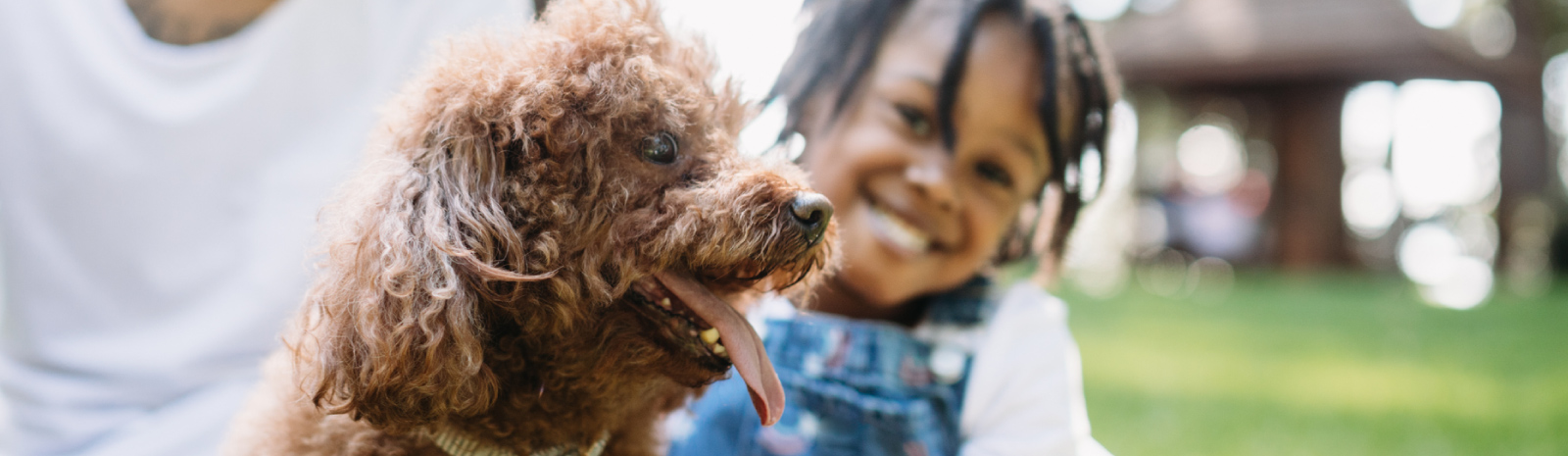 A young girl with a puppy