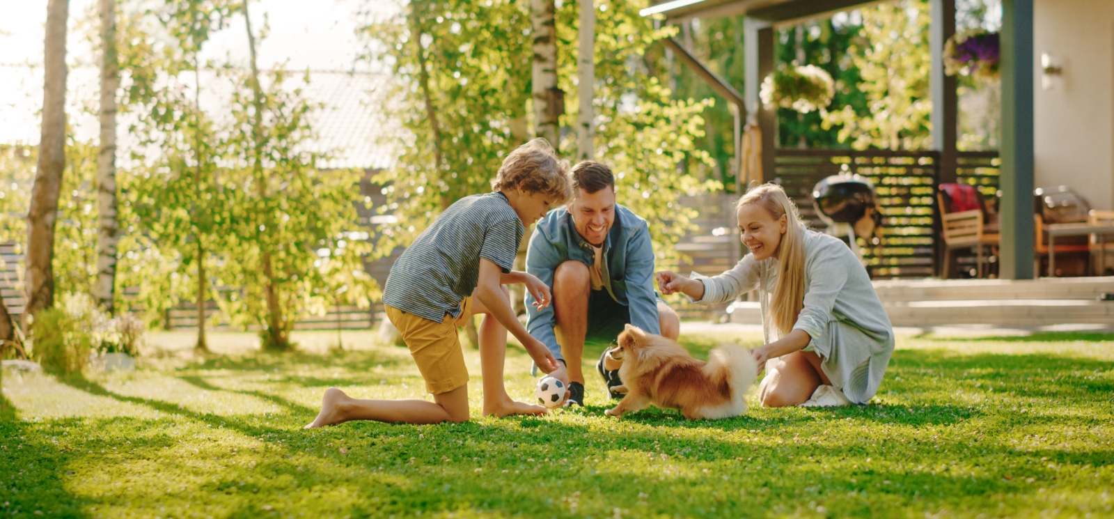 family with dog